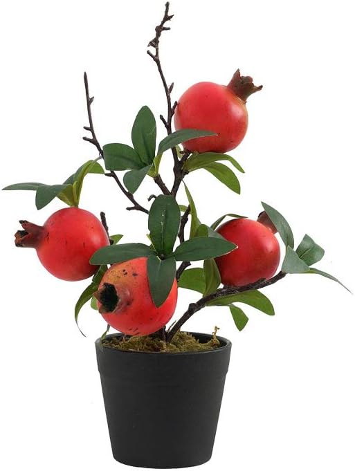 Artificial Potted Plant Lemon Decoration Plant Fake Pomegranate, Mini Tree Potted Fake Plant, Used for Home Office Decoration (Pomegranate-Large)