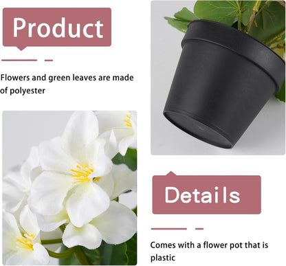2 Pack Artificial Geranium Flowers in Pot Small 13 Inch Fake Plants | Spring Summer Decoration Faux flowers for Home Office Table Decorations Indoor (Red)