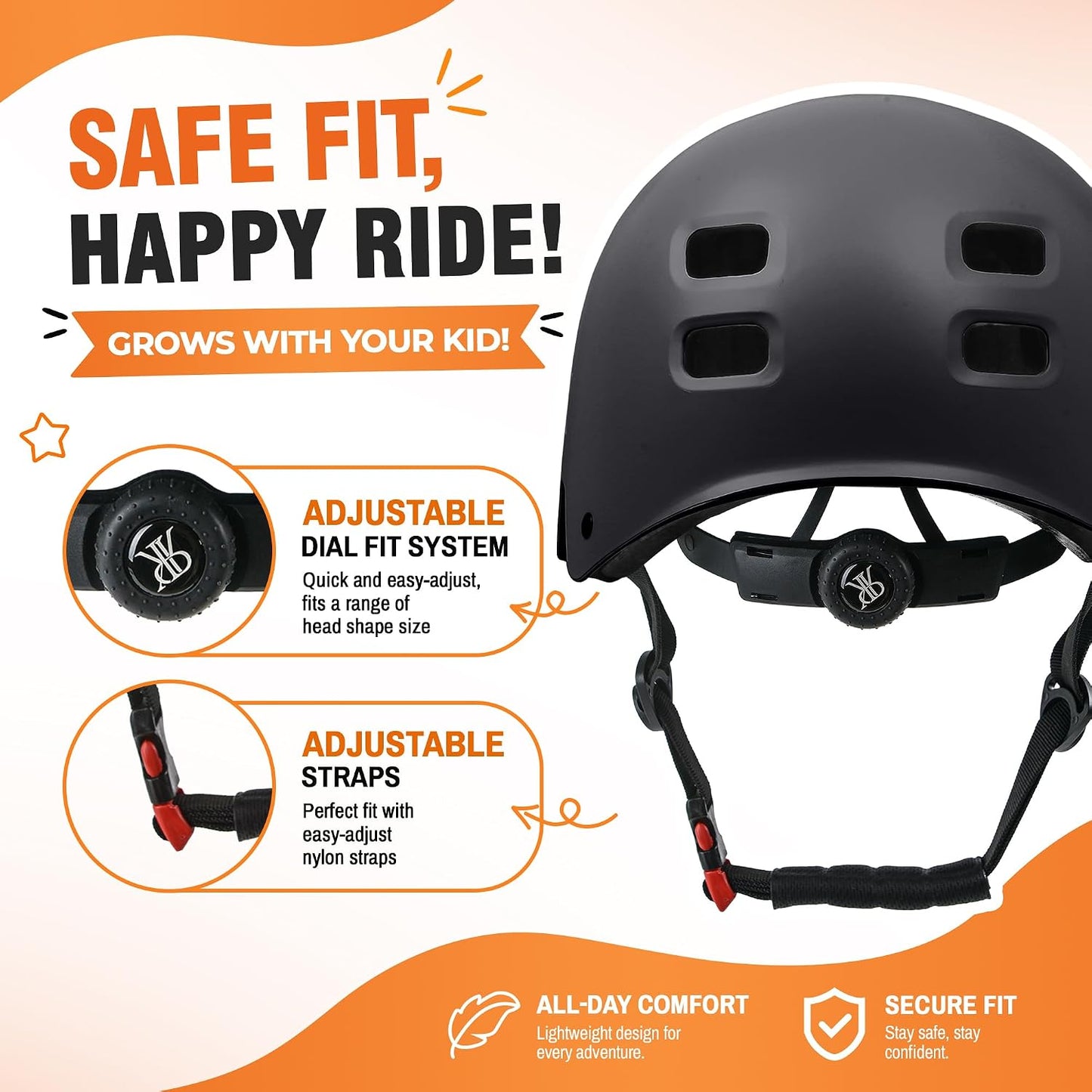 Youth Kids Bike Helmet,Bicycle Helmet for Boys Girls 3-5, 5-8, 8-14, 2 Size | Satety Certified, Adjustable Skateboard Helmet, Multi-Sport for Scooter BMX Inline / Roller Skate