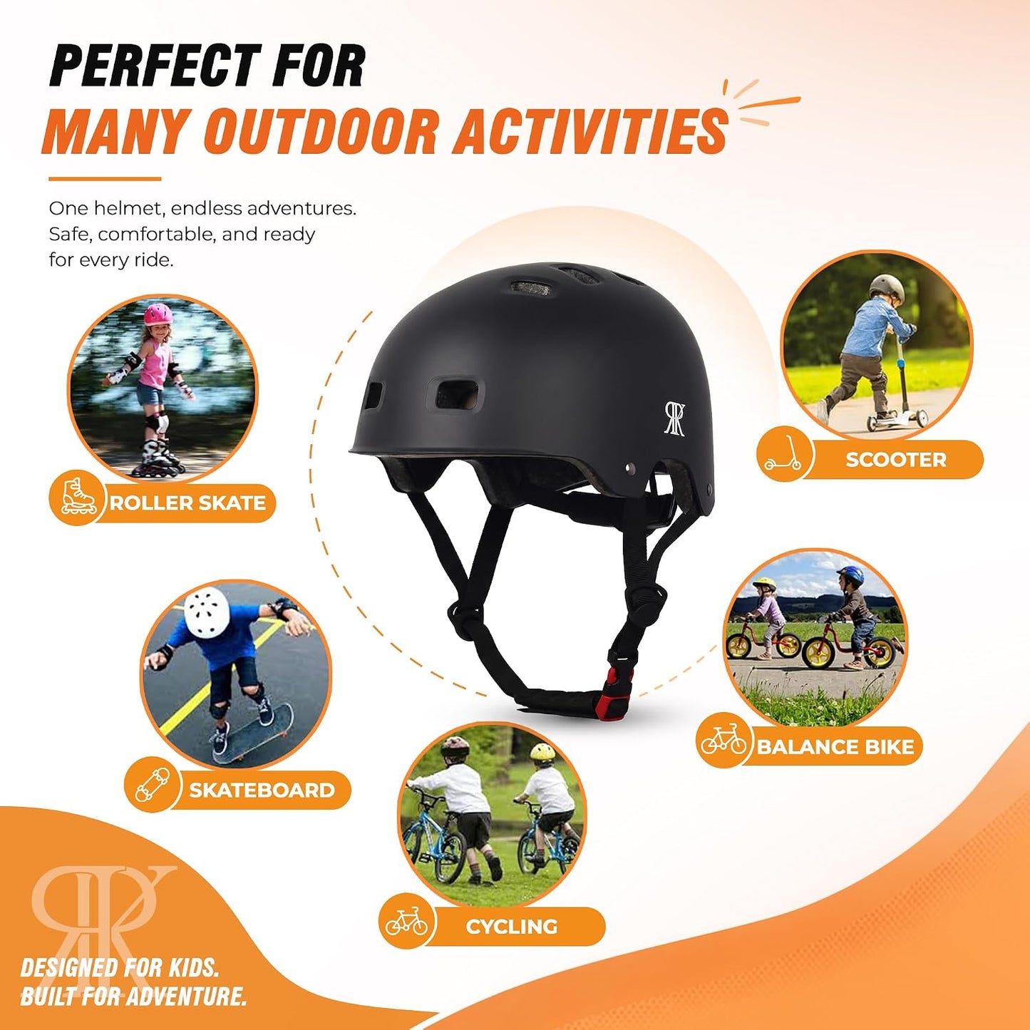 Youth Kids Bike Helmet,Bicycle Helmet for Boys Girls 3-5, 5-8, 8-14, 2 Size | Satety Certified, Adjustable Skateboard Helmet, Multi-Sport for Scooter BMX Inline / Roller Skate