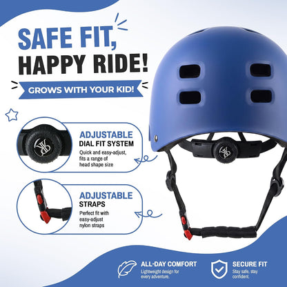 Youth Kids Bike Helmet,Bicycle Helmet for Boys Girls 3-5, 5-8, 8-14, 2 Size | Satety Certified, Adjustable Skateboard Helmet, Multi-Sport for Scooter BMX Inline / Roller Skate