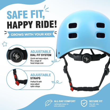 Youth Kids Bike Helmet,Bicycle Helmet for Boys Girls 3-5, 5-8, 8-14, 2 Size | Satety Certified, Adjustable Skateboard Helmet, Multi-Sport for Scooter BMX Inline / Roller Skate