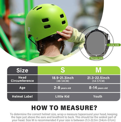 Youth Kids Bike Helmet,Bicycle Helmet for Boys Girls 3-5, 5-8, 8-14, 2 Size | Satety Certified, Adjustable Skateboard Helmet, Multi-Sport for Scooter BMX Inline / Roller Skate