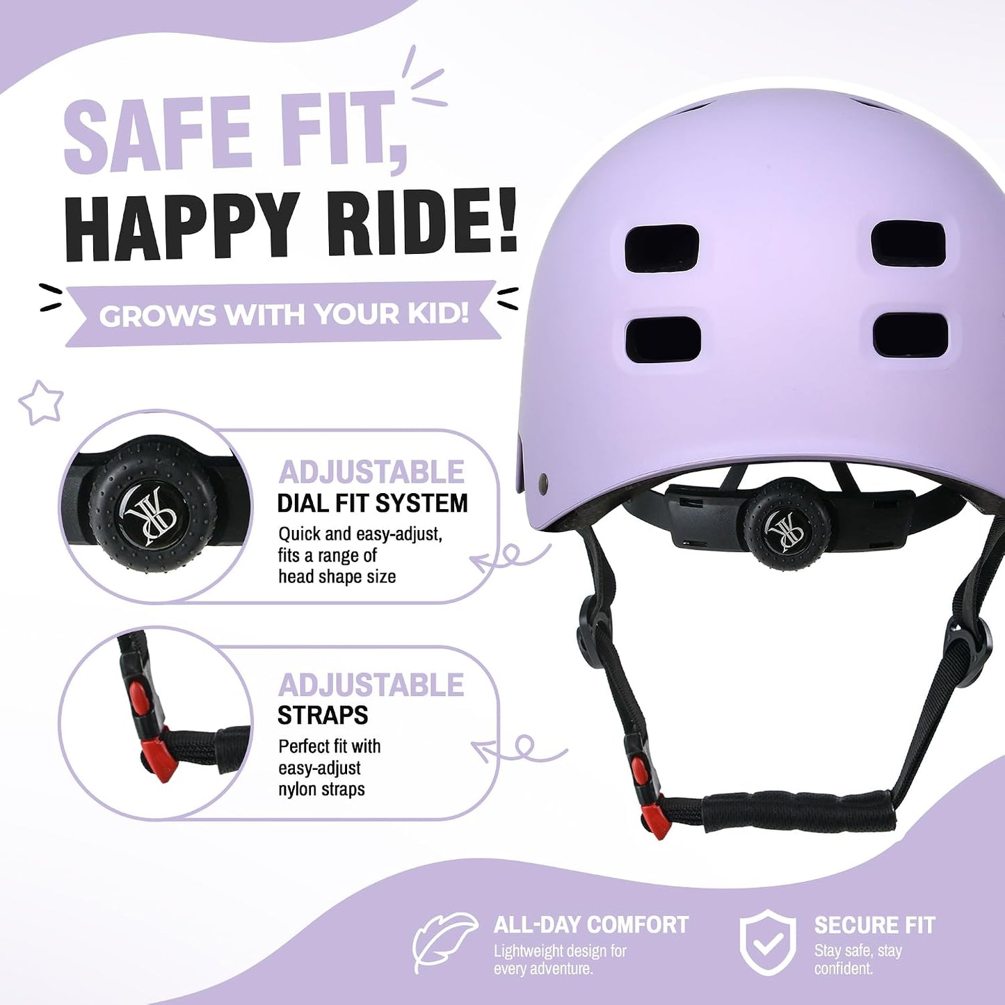 Youth Kids Bike Helmet,Bicycle Helmet for Boys Girls 3-5, 5-8, 8-14, 2 Size | Satety Certified, Adjustable Skateboard Helmet, Multi-Sport for Scooter BMX Inline / Roller Skate