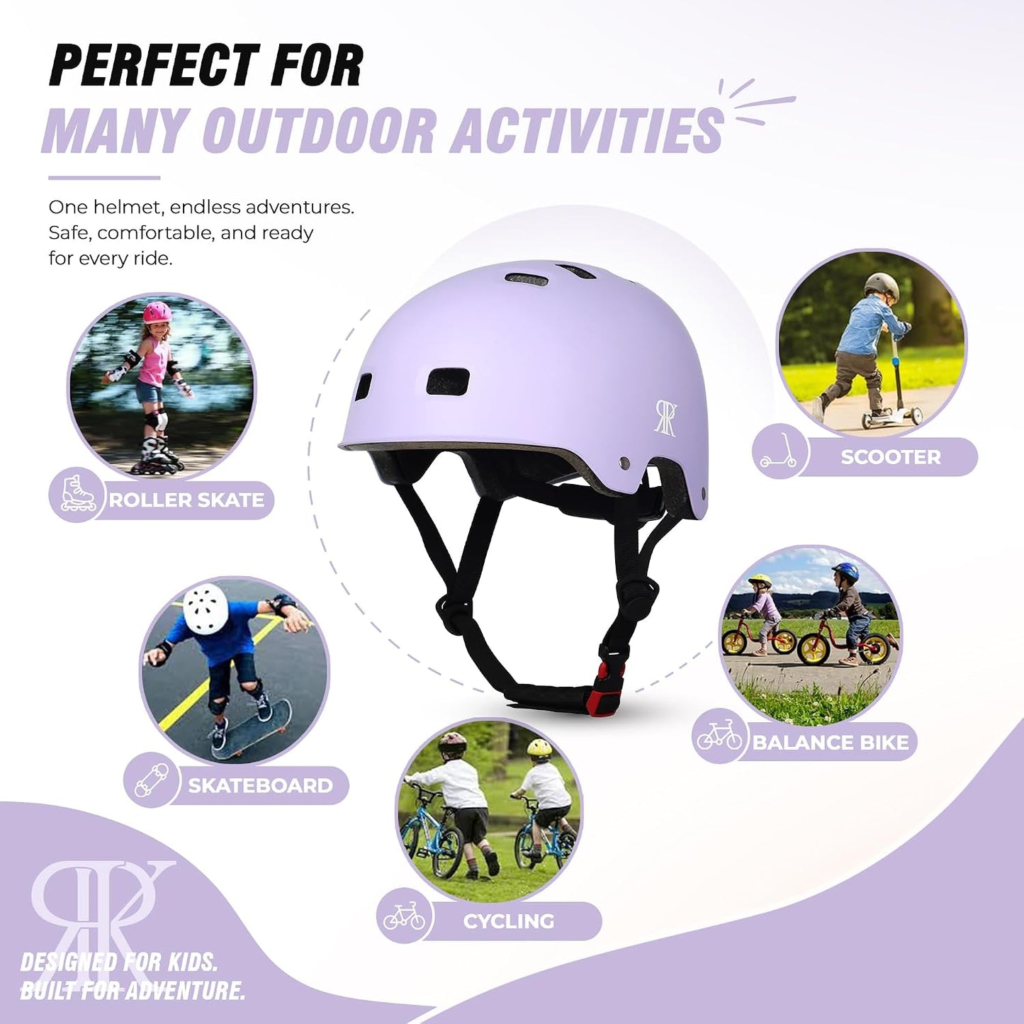 Youth Kids Bike Helmet,Bicycle Helmet for Boys Girls 3-5, 5-8, 8-14, 2 Size | Satety Certified, Adjustable Skateboard Helmet, Multi-Sport for Scooter BMX Inline / Roller Skate