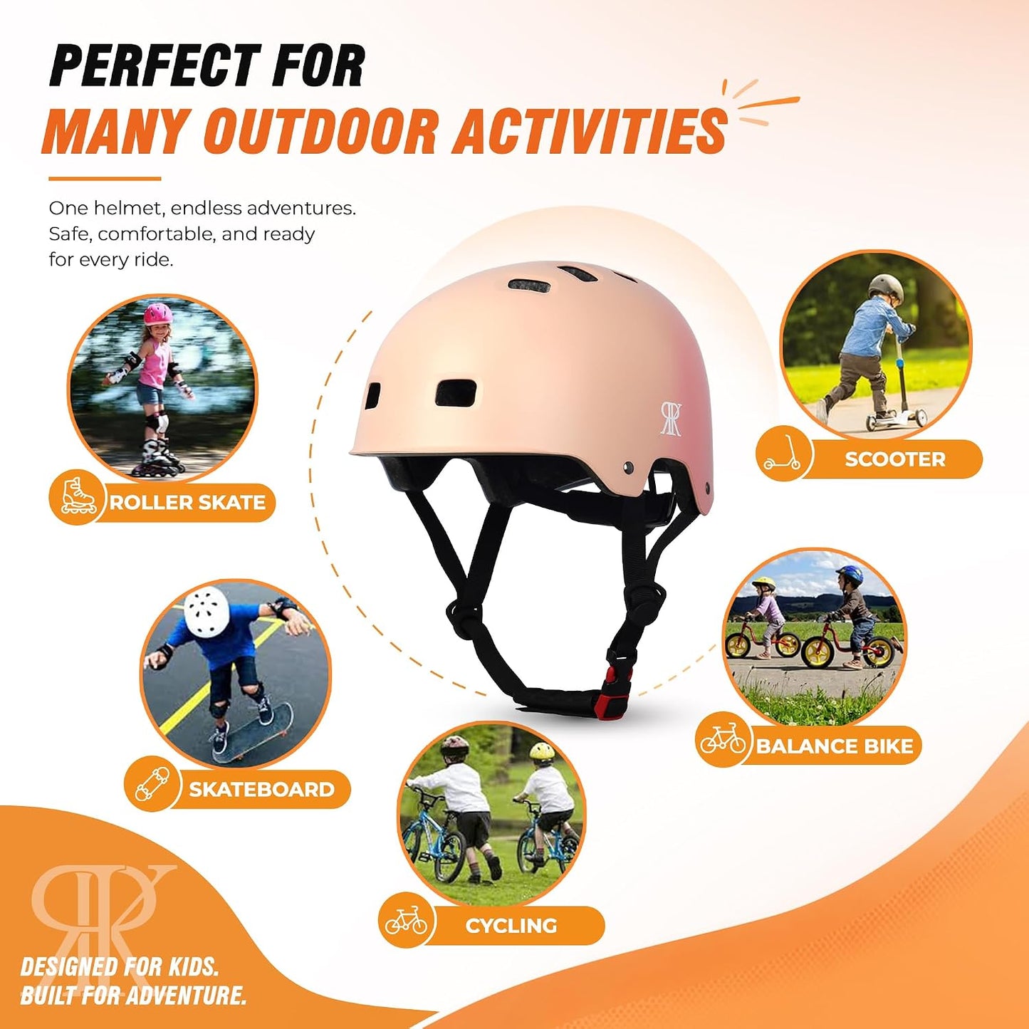 Youth Kids Bike Helmet,Bicycle Helmet for Boys Girls 3-5, 5-8, 8-14, 2 Size | Satety Certified, Adjustable Skateboard Helmet, Multi-Sport for Scooter BMX Inline / Roller Skate