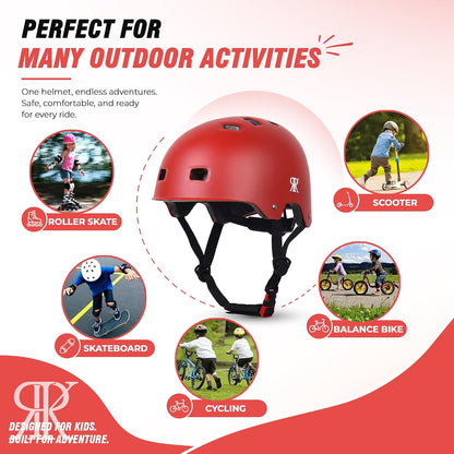 Youth Kids Bike Helmet,Bicycle Helmet for Boys Girls 3-5, 5-8, 8-14, 2 Size | Satety Certified, Adjustable Skateboard Helmet, Multi-Sport for Scooter BMX Inline / Roller Skate
