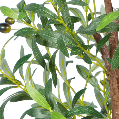 6FT Faux Olive Tree, Artificial Olive Trees Indoor with Natural Wood Trunk & Lifelike Fruits, Fake Silk Plant with Pot, Realistic Leaves Artificial Tree for Bedroom, Living Room, Office Decor