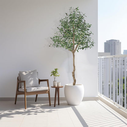 6FT Faux Olive Tree, Artificial Olive Trees Indoor with Natural Wood Trunk & Lifelike Fruits, Fake Silk Plant with Pot, Realistic Leaves Artificial Tree for Bedroom, Living Room, Office Decor