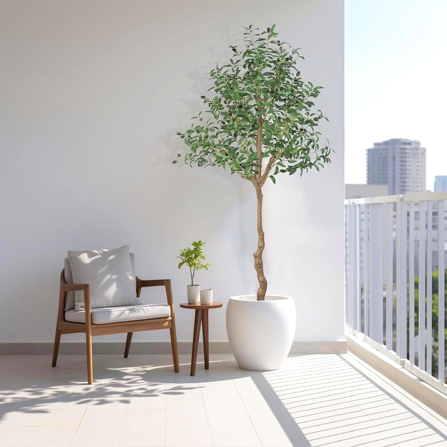 6FT Faux Olive Tree, Artificial Olive Trees Indoor with Natural Wood Trunk & Lifelike Fruits, Fake Silk Plant with Pot, Realistic Leaves Artificial Tree for Bedroom, Living Room, Office Decor