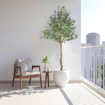 6FT Faux Olive Tree, Artificial Olive Trees Indoor with Natural Wood Trunk & Lifelike Fruits, Fake Silk Plant with Pot, Realistic Leaves Artificial Tree for Bedroom, Living Room, Office Decor