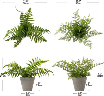 2PCS Fake Plants Potted Artificial Plants Greenery Faux Fern Eucalyptus Décor Plant for Indoor Home Office Bathroom Harmhouse Decoration