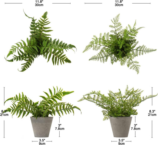 2PCS Fake Plants Potted Artificial Plants Greenery Faux Fern Eucalyptus Décor Plant for Indoor Home Office Bathroom Harmhouse Decoration