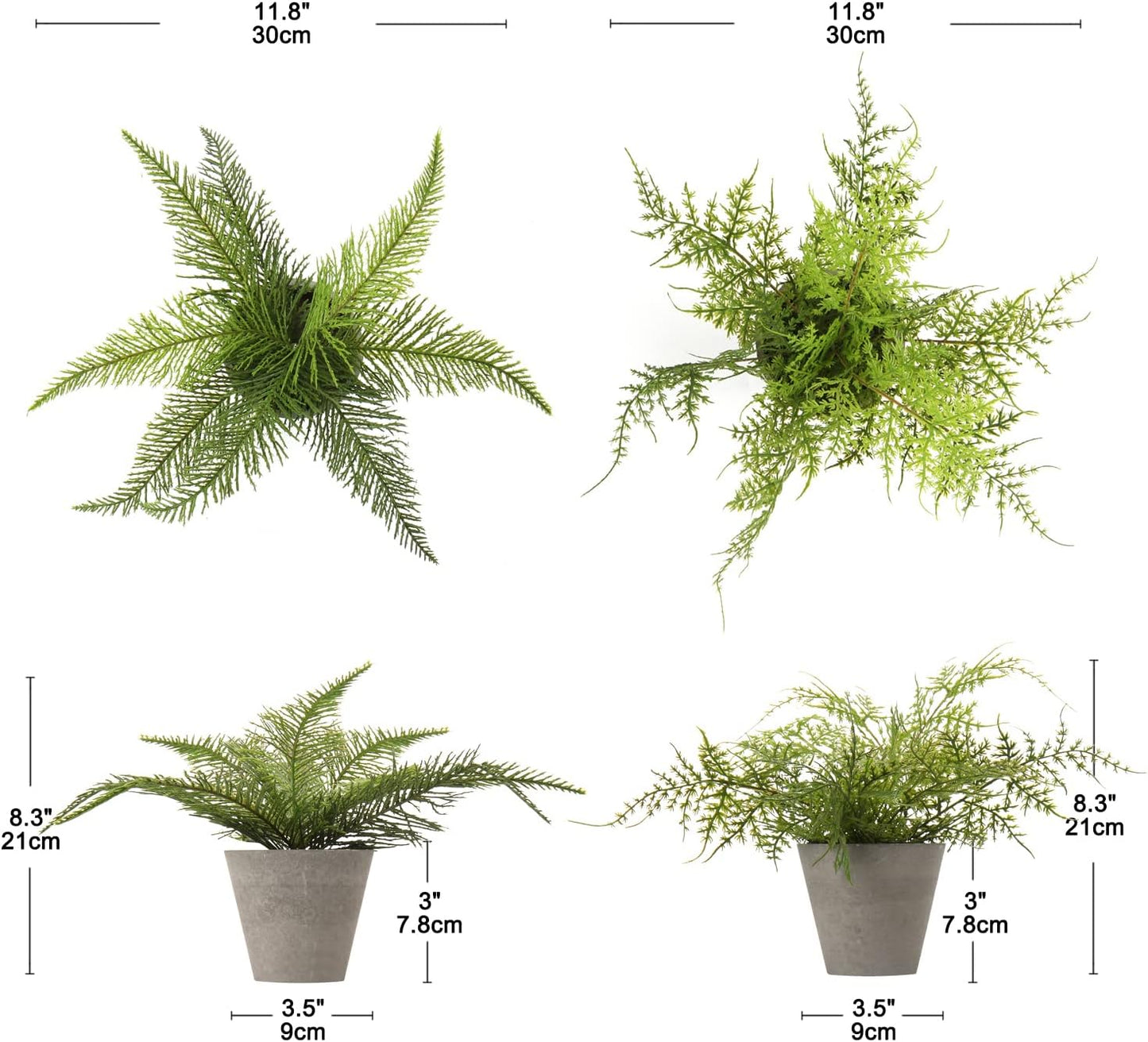2PCS Fake Plants Potted Artificial Plants Greenery Faux Fern Eucalyptus Décor Plant for Indoor Home Office Bathroom Harmhouse Decoration