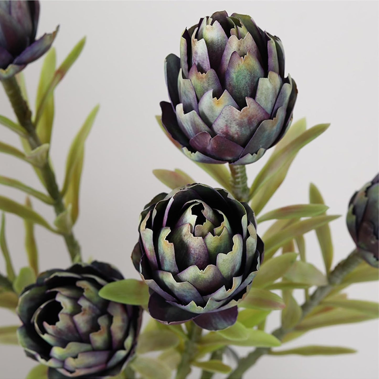 3Pcs Artificial King Protea Flowers 21.7" Purple Blue Silk Fake Tropical Flowers Fake Protea Cynaroides Faux Sugarbush for Vase Bouquets Floral Arrangement Home Office Wedding Decoration