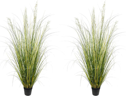 Artificial Plant, 47in Tall, 2pk Grass, Faux House Plant in Pot, Indoor Decorative Flowers & Plants, Housewarming Gift