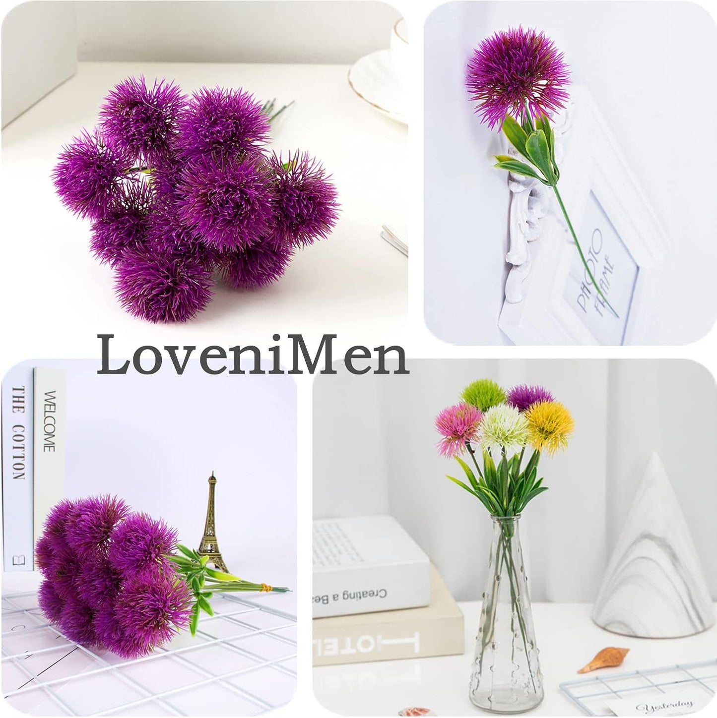 Fake Dandelion Flowers (White 10 Pcs), Artificial Plants Plastic Shrubs Bushes Decor Faux Stems Outdoor Indoor Home Garden Party Wedding DIY Planting Filler Decoration