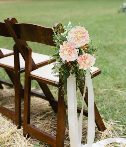 Pink Dahlia Artificial Flowers 5 Pcs Long Stem Silk Dahlia Flowers 27” for Bathroom Tall Vase Wedding Anniversary Centerpiece Aisle Outdoor Decor(Champagne&Pink)