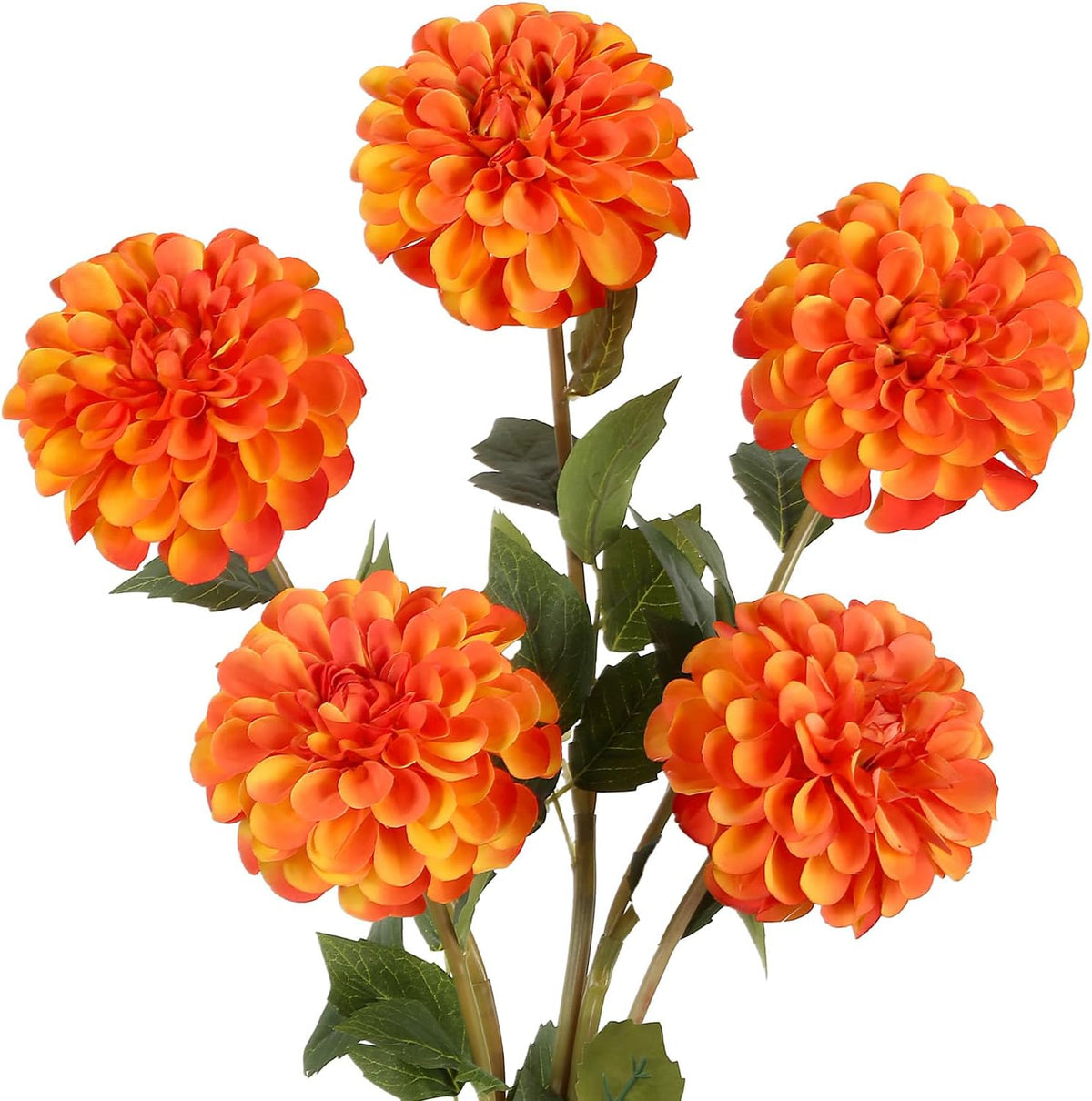 Pink Dahlia Artificial Flowers 5 Pcs Long Stem Silk Dahlia Flowers 27” for Bathroom Tall Vase Wedding Anniversary Centerpiece Aisle Outdoor Decor(Champagne&Pink)