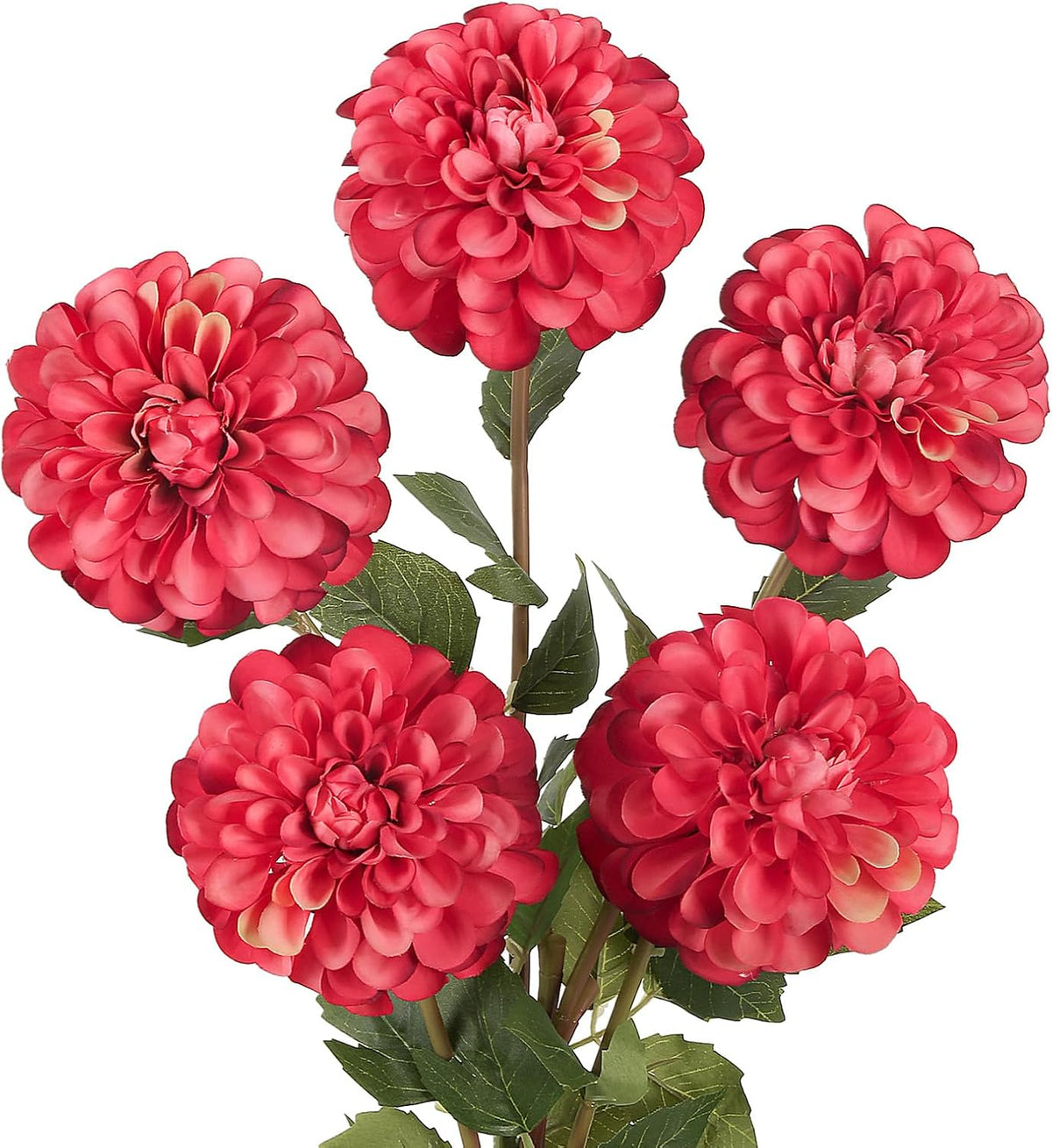 Pink Dahlia Artificial Flowers 5 Pcs Long Stem Silk Dahlia Flowers 27” for Bathroom Tall Vase Wedding Anniversary Centerpiece Aisle Outdoor Decor(Champagne&Pink)