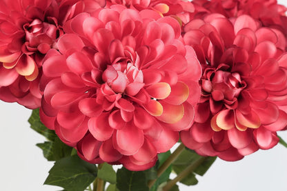 Pink Dahlia Artificial Flowers 5 Pcs Long Stem Silk Dahlia Flowers 27” for Bathroom Tall Vase Wedding Anniversary Centerpiece Aisle Outdoor Decor(Champagne&Pink)