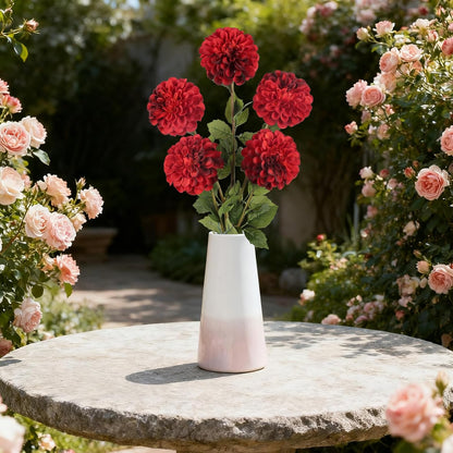 Pink Dahlia Artificial Flowers 5 Pcs Long Stem Silk Dahlia Flowers 27” for Bathroom Tall Vase Wedding Anniversary Centerpiece Aisle Outdoor Decor(Champagne&Pink)