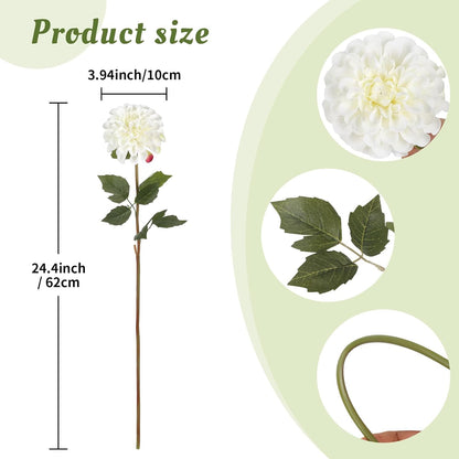 Pink Dahlia Artificial Flowers 5 Pcs Long Stem Silk Dahlia Flowers 27” for Bathroom Tall Vase Wedding Anniversary Centerpiece Aisle Outdoor Decor(Champagne&Pink)