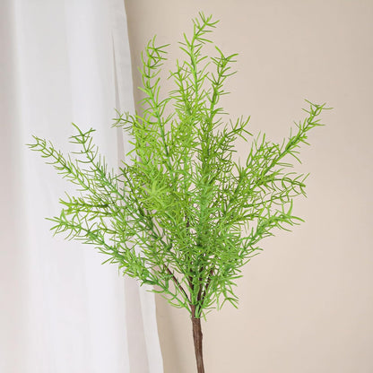 Artificial Radix Asparagi Fern Bush 17.5" Faux Asparagus Fake Rosemary Plants Greenery Stems for Vase Bouquets Home Office Wedding Greenery Decor.