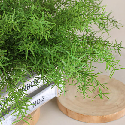 Artificial Radix Asparagi Fern Bush 17.5" Faux Asparagus Fake Rosemary Plants Greenery Stems for Vase Bouquets Home Office Wedding Greenery Decor.