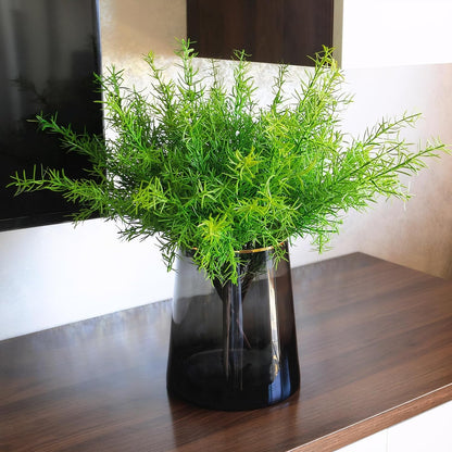 Artificial Radix Asparagi Fern Bush 17.5" Faux Asparagus Fake Rosemary Plants Greenery Stems for Vase Bouquets Home Office Wedding Greenery Decor.
