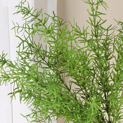 Artificial Radix Asparagi Fern Bush 17.5" Faux Asparagus Fake Rosemary Plants Greenery Stems for Vase Bouquets Home Office Wedding Greenery Decor.