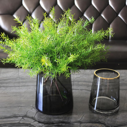 Artificial Radix Asparagi Fern Bush 17.5" Faux Asparagus Fake Rosemary Plants Greenery Stems for Vase Bouquets Home Office Wedding Greenery Decor.