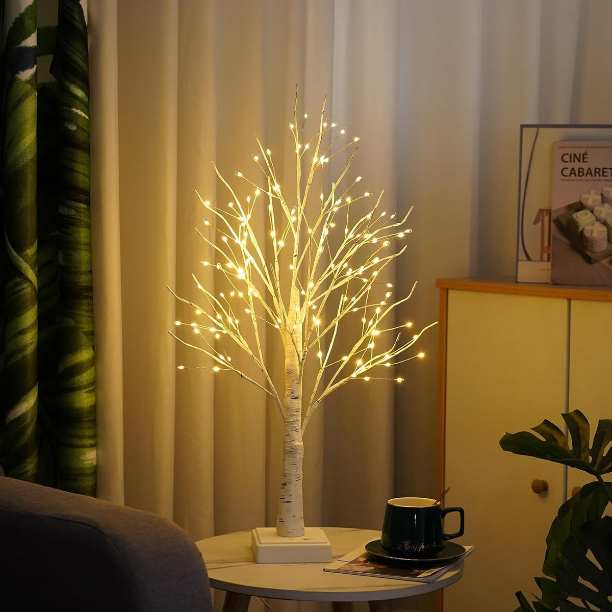 144 LED Birch Tree Light with Timer,DIY Artificial Lamp Warm White