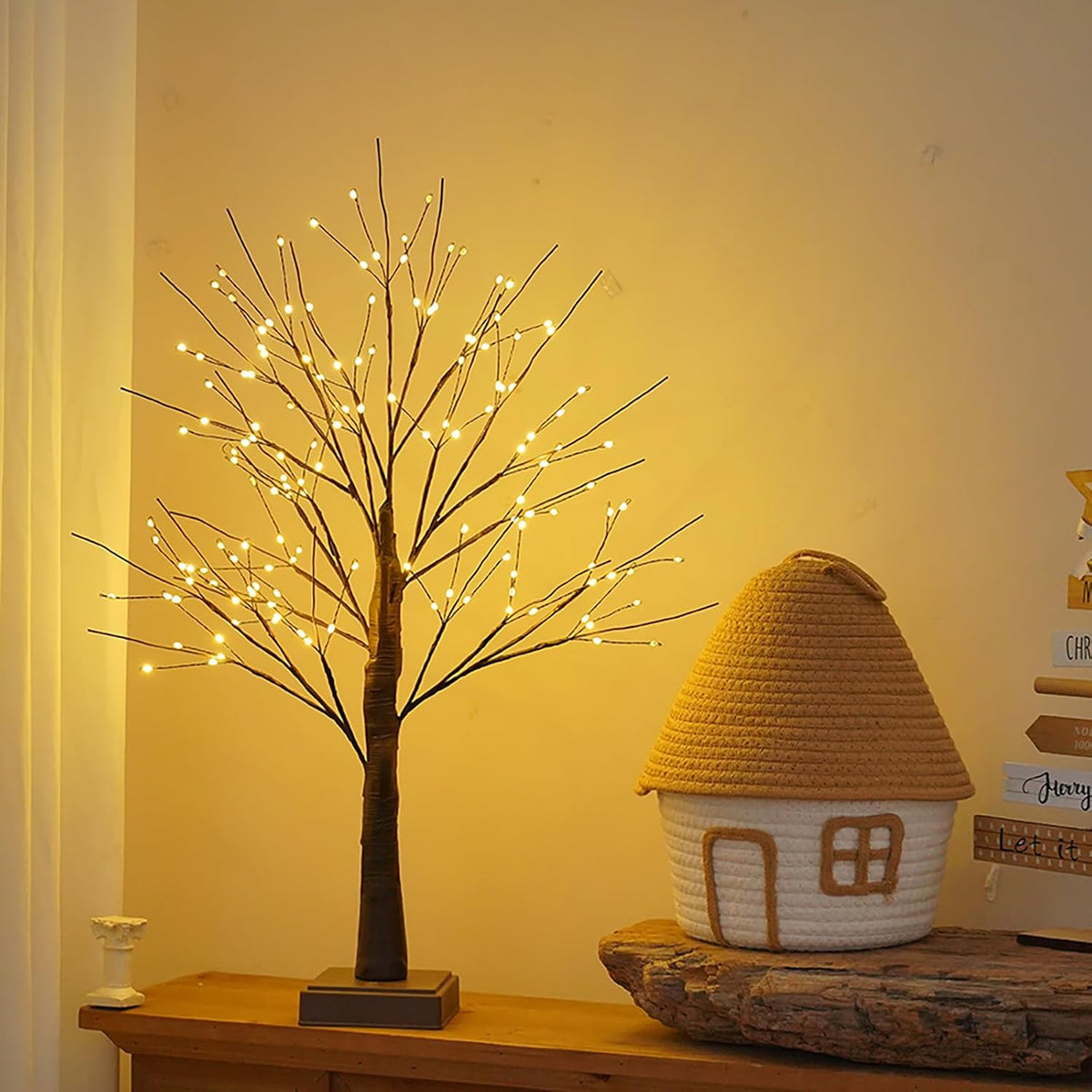 144 LED Birch Tree Light with Timer,DIY Artificial Lamp Warm White