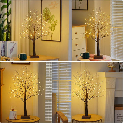 144 LED Birch Tree Light with Timer,DIY Artificial Lamp Warm White