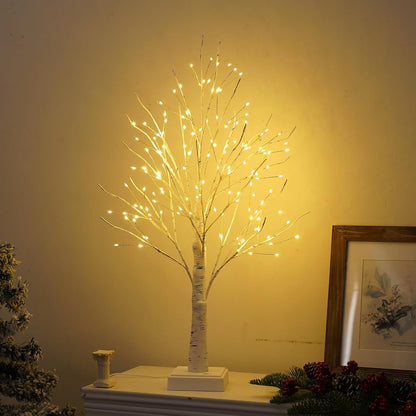 144 LED Birch Tree Light with Timer,DIY Artificial Lamp Warm White