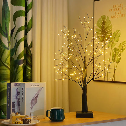 144 LED Birch Tree Light with Timer,DIY Artificial Lamp Warm White