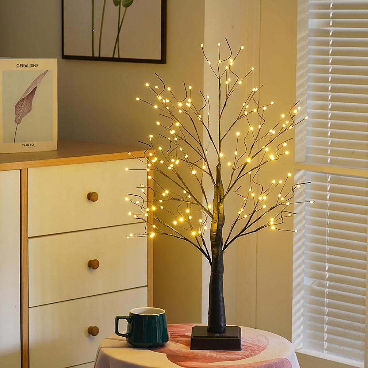 144 LED Birch Tree Light with Timer,DIY Artificial Lamp Warm White