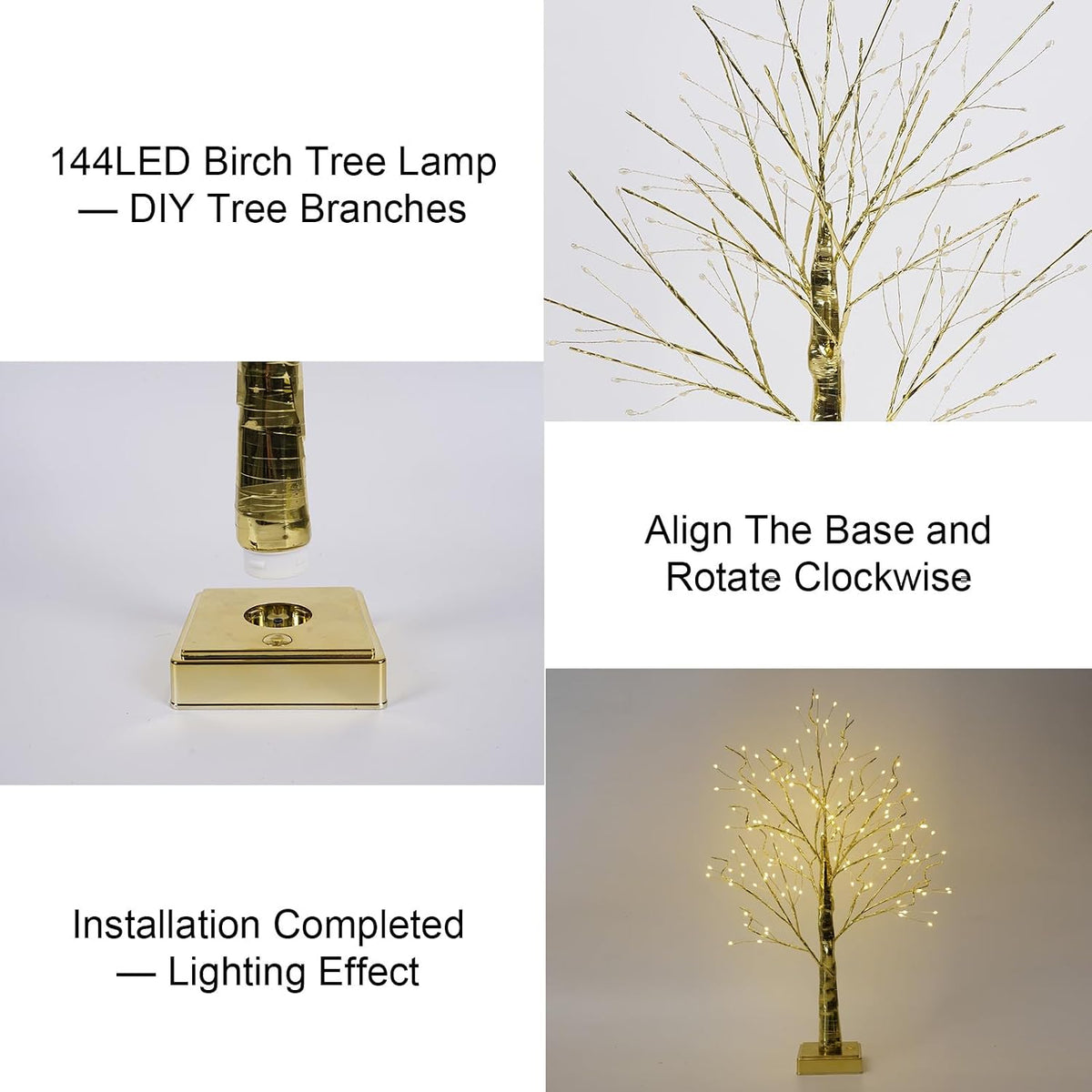 144 LED Birch Tree Light with Timer,DIY Artificial Lamp Warm White