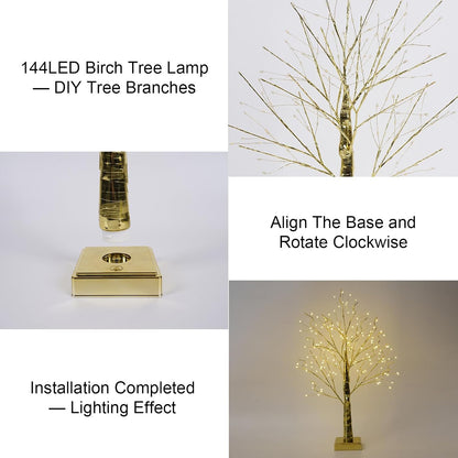 144 LED Birch Tree Light with Timer,DIY Artificial Lamp Warm White