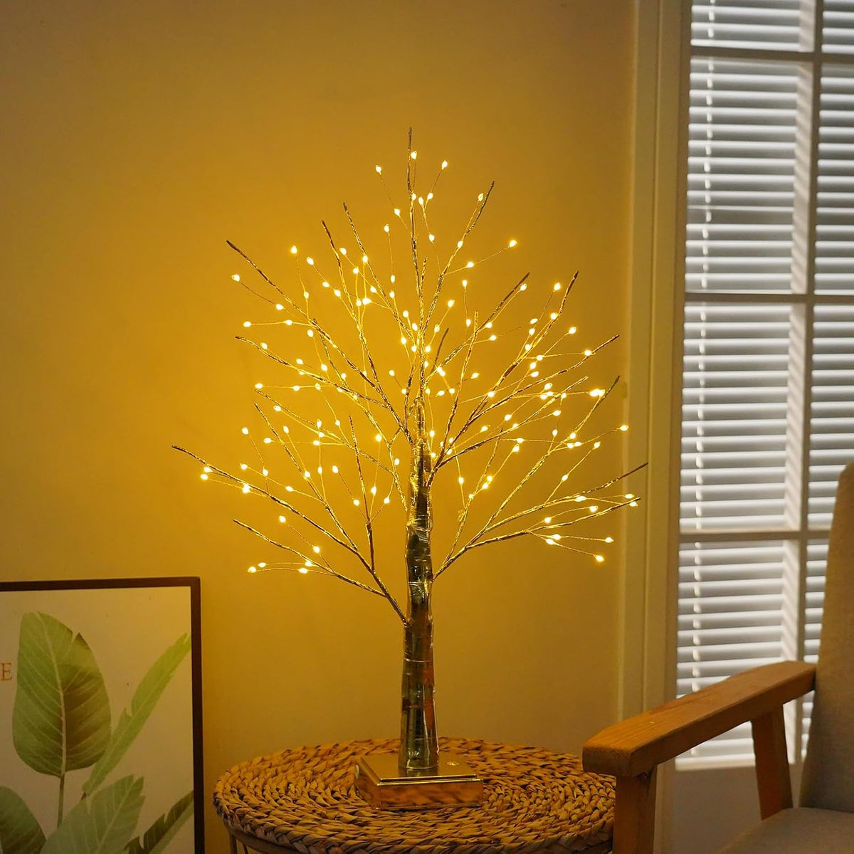 144 LED Birch Tree Light with Timer,DIY Artificial Lamp Warm White