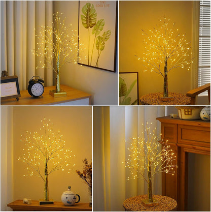 144 LED Birch Tree Light with Timer,DIY Artificial Lamp Warm White