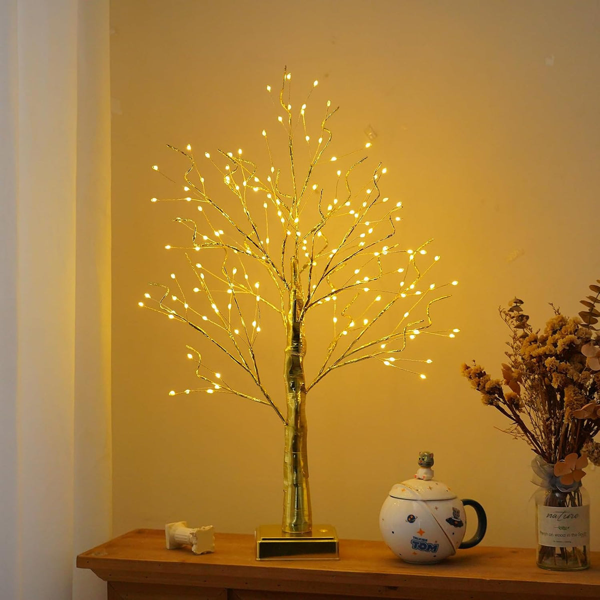 144 LED Birch Tree Light with Timer,DIY Artificial Lamp Warm White