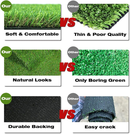 2FTX6FT Artificial Grass Runner Rug - Thick Outdoor Realistic Pets Friendly Fake Grass Pads for Dogs Potty Patio Balcony, 1" Pile Height