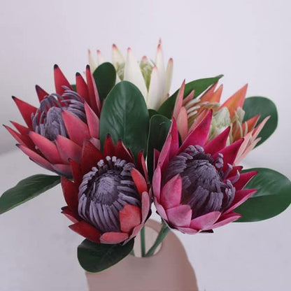 3 Stem King Protea Artificial Flowers Real Touch Protea Cynaroides,Orange
