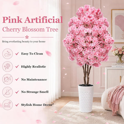 Artificial Cherry Blossom Tree 5FT, Fake Flowers Blooming Tree