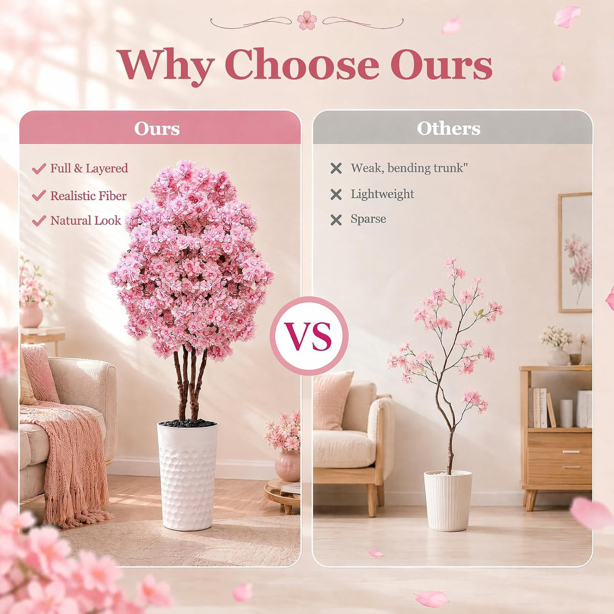 Artificial Cherry Blossom Tree 5FT, Fake Flowers Blooming Tree