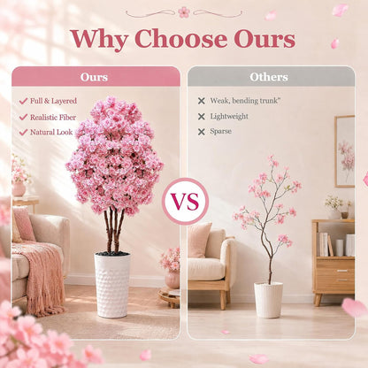 Artificial Cherry Blossom Tree 5FT, Fake Flowers Blooming Tree