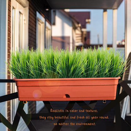 24 Bundles Fake Grass Plants Outdoor Fake Wheat Grass Greenery Stems