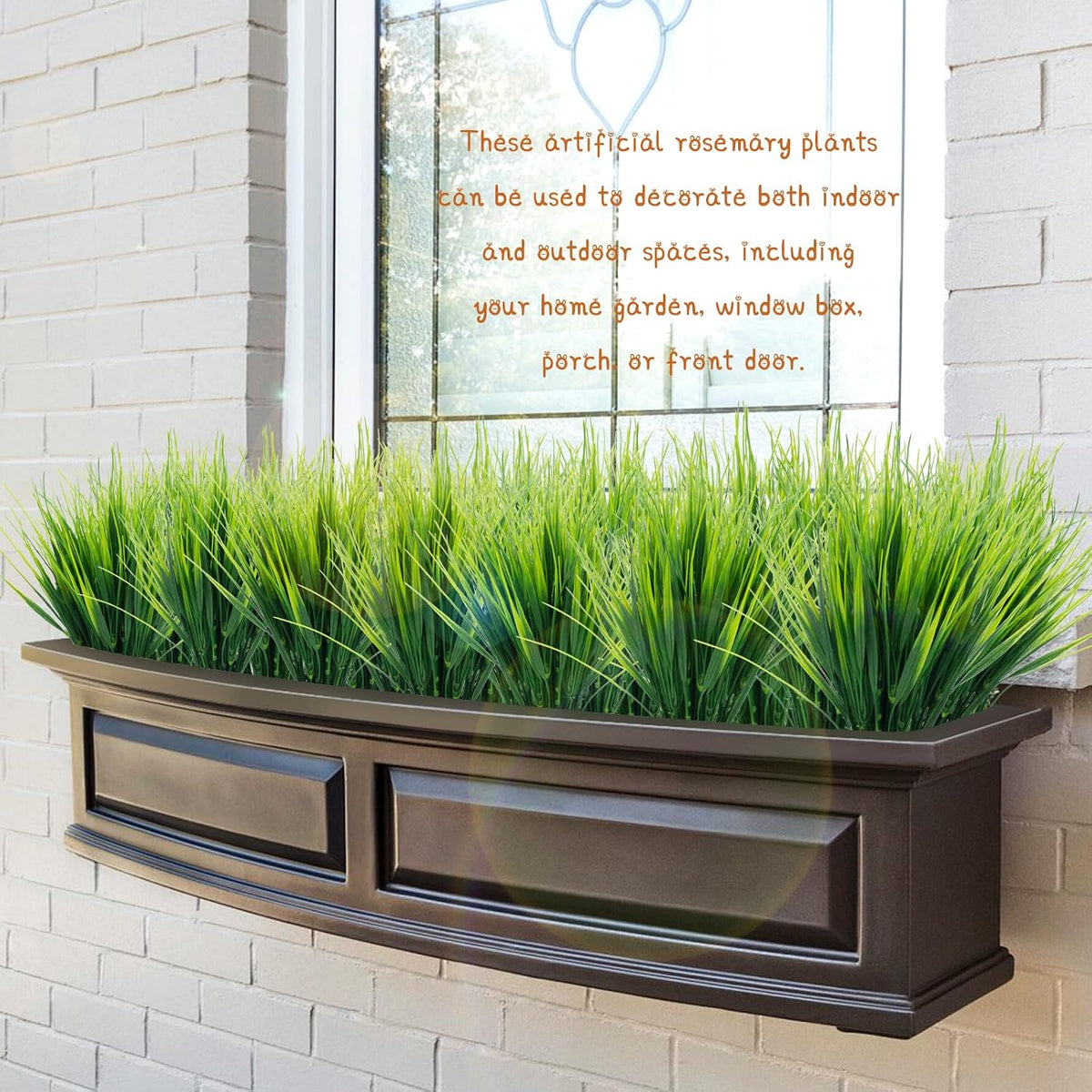 24 Bundles Fake Grass Plants Outdoor Fake Wheat Grass Greenery Stems